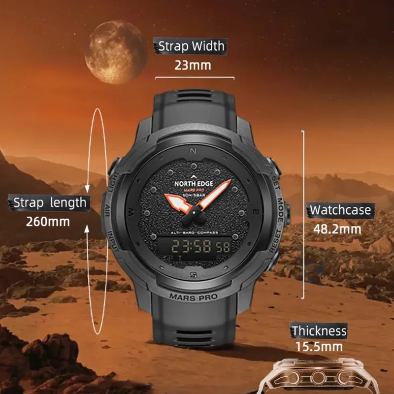 Altimeter Compass Watch - 노스 엣지 남성용 아웃도어 스포츠 시계,