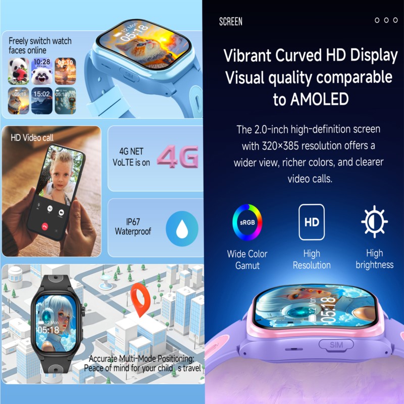 어린이용 4G 스마트워치, 2.0인치 HD 화면, 2+ - Smartwatch Watches For Kids With Gps 리뷰 및 가격