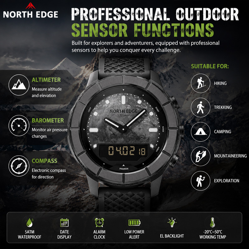 노스 엣지 2026 타르시스 남성용 탄소 섬유 시계,  - Altimeter Compass Watch 리뷰 및 가격