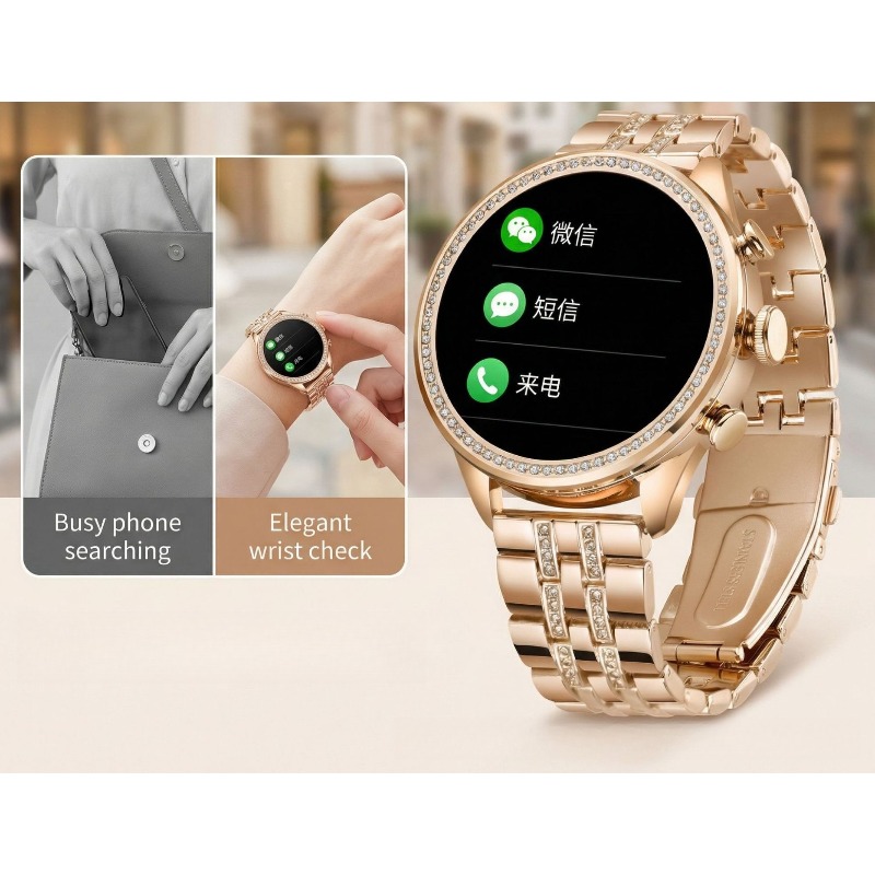 GEN9 다이아몬드 장식 여성용 스마트워치 로즈골드 스 - Watches Ladies Smartwatch 리뷰 및 가격